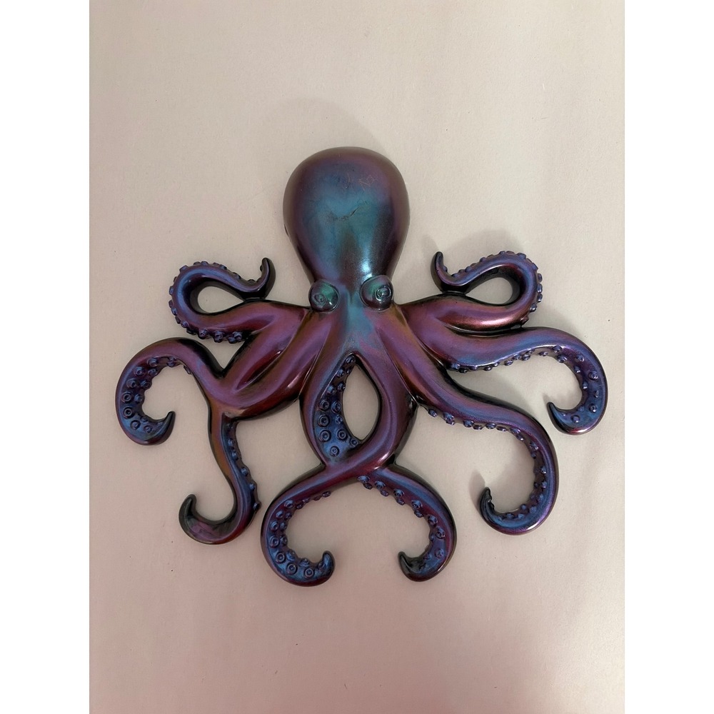 Octopus Decor Centerpiece Unisex OS Iridescent Purple Resin Beach Ocean Nautical